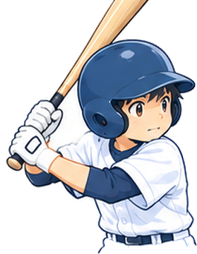 バッティングする少年野球の子